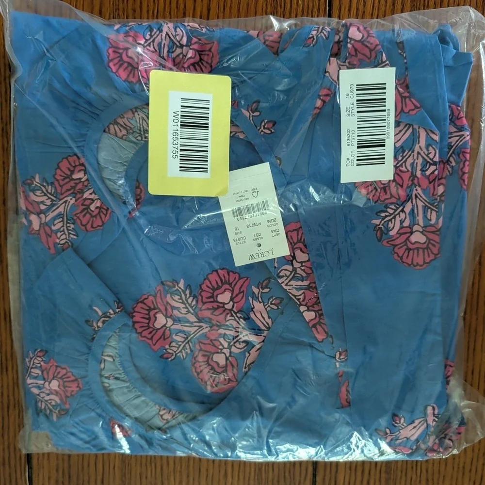 NWT J. Crew Tie Waist Wrap Dress Sz 16 Bright Grotto Multi Cottagecore Summer